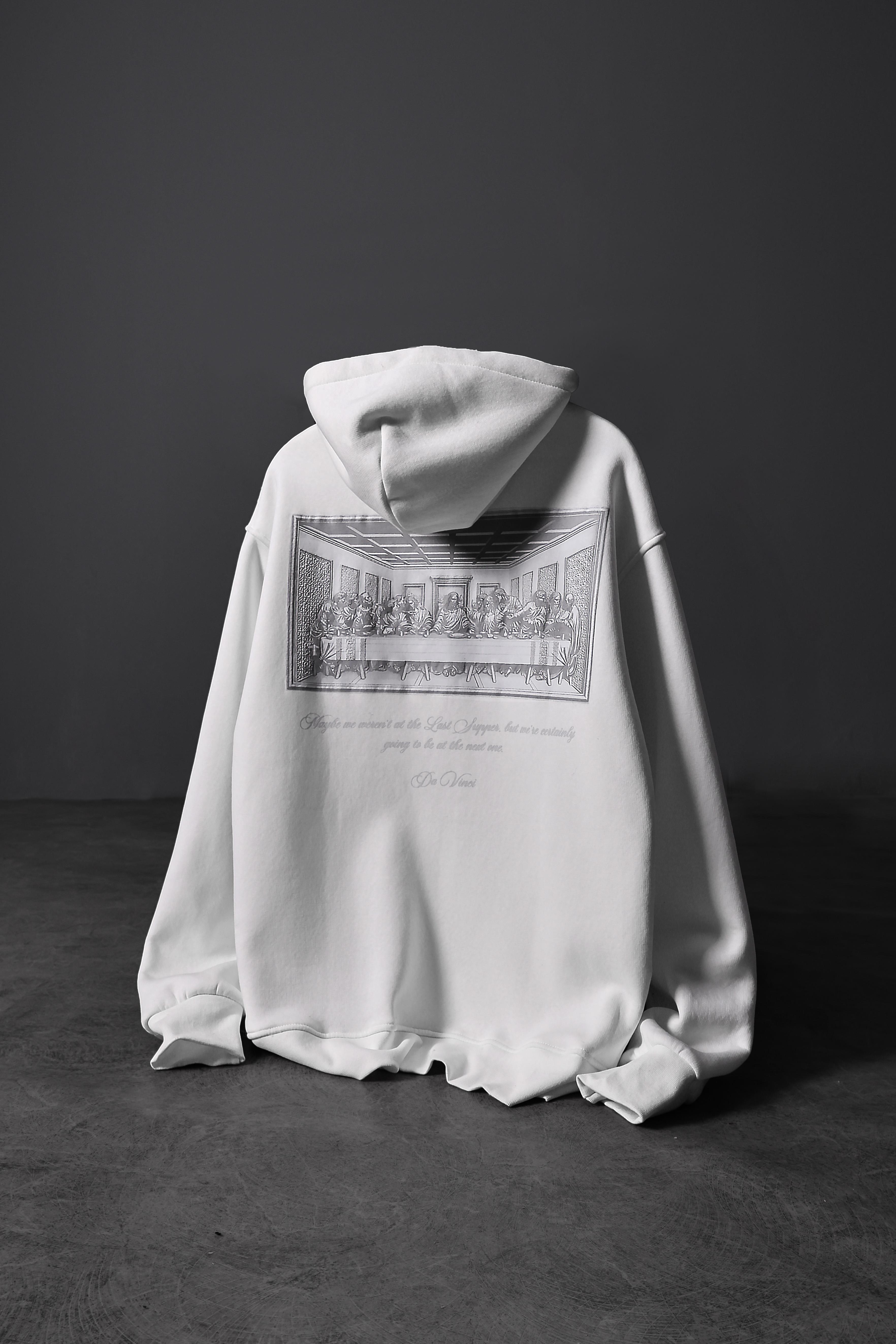 Printed Da Vinci Oversized Hooded Sweatshirt