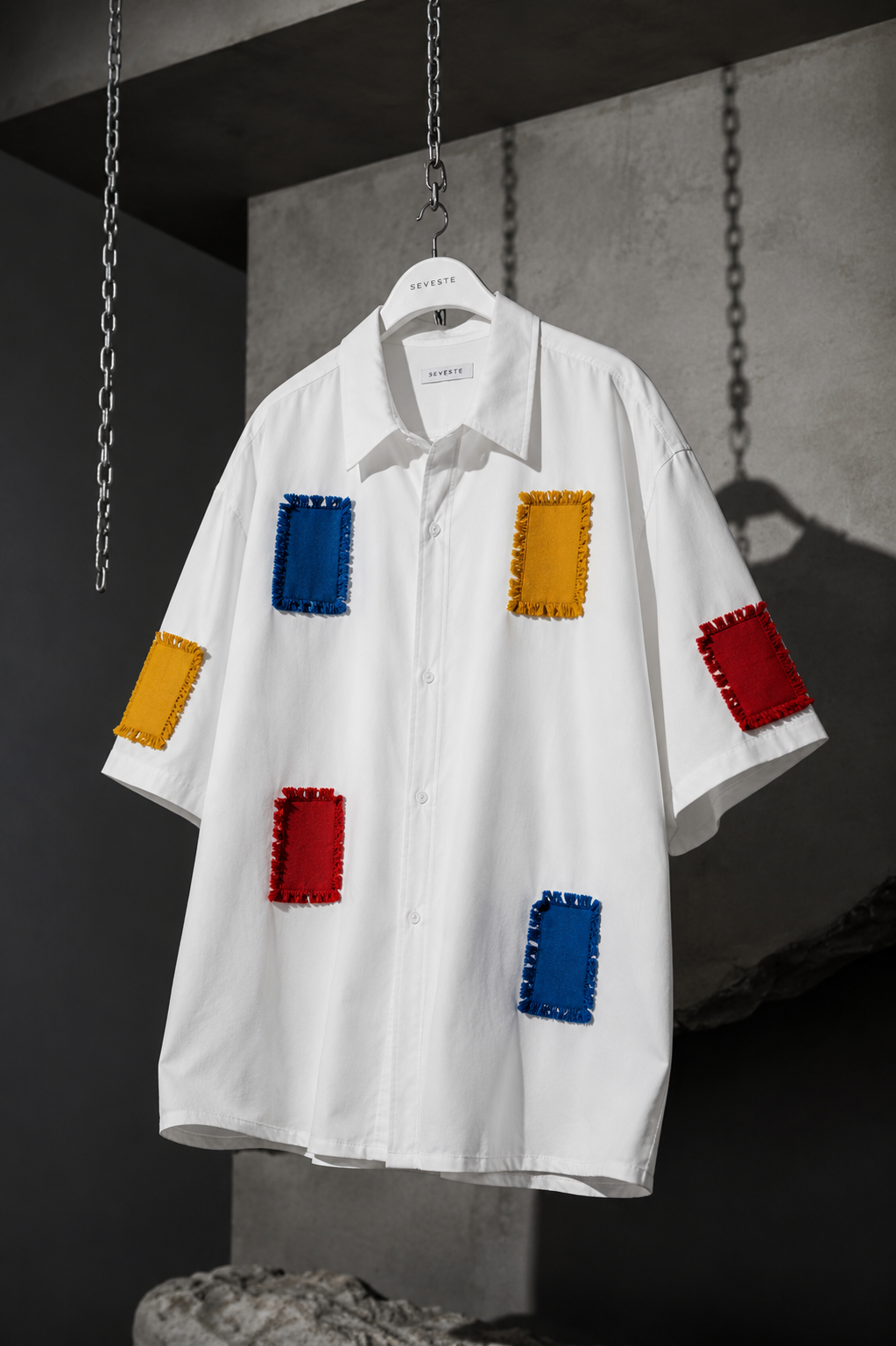 Patchwork Lapel Relaxed Fit Shirt