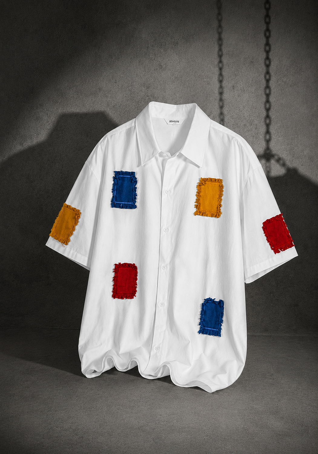 Patchwork Lapel Relaxed Fit Shirt