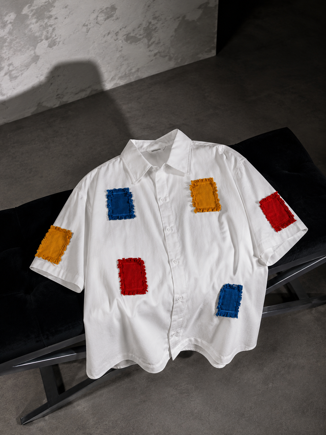 Patchwork Lapel Relaxed Fit Shirt