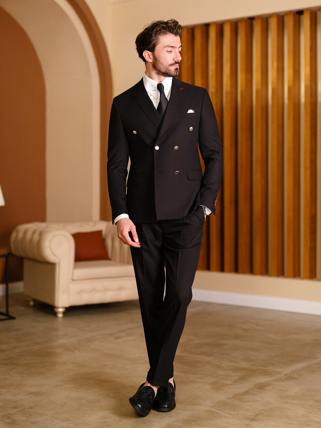 Black Double Breasted Suit 2-Piece