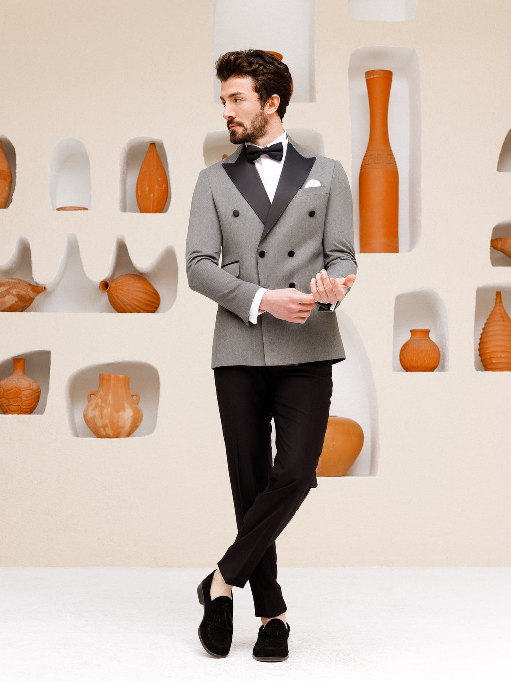 Grey Double Breasted Tuxedo 2-Piece