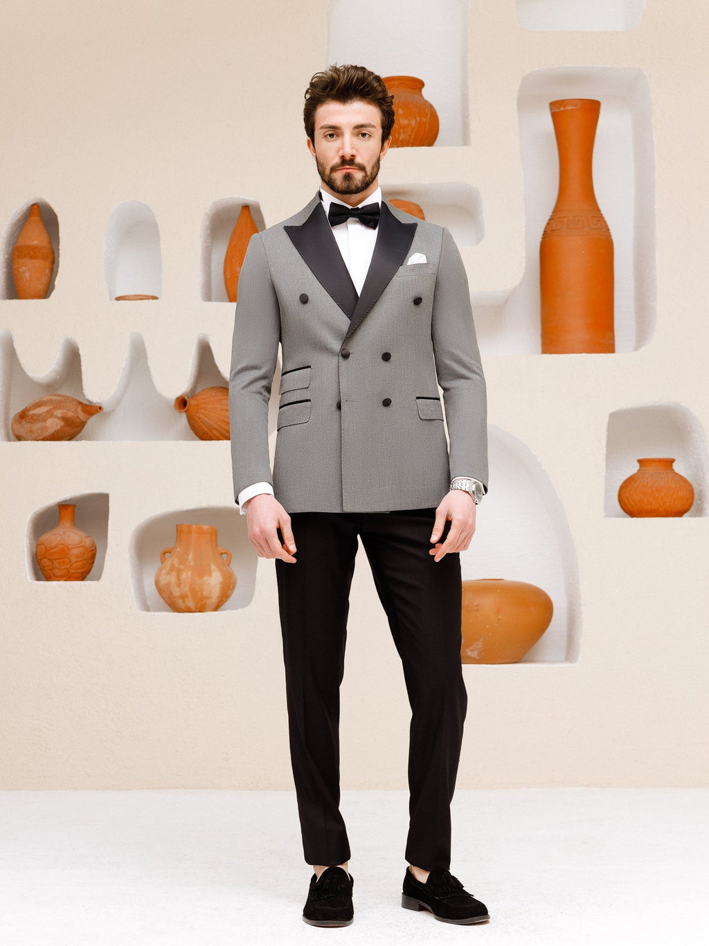 Grey Double Breasted Tuxedo 2-Piece