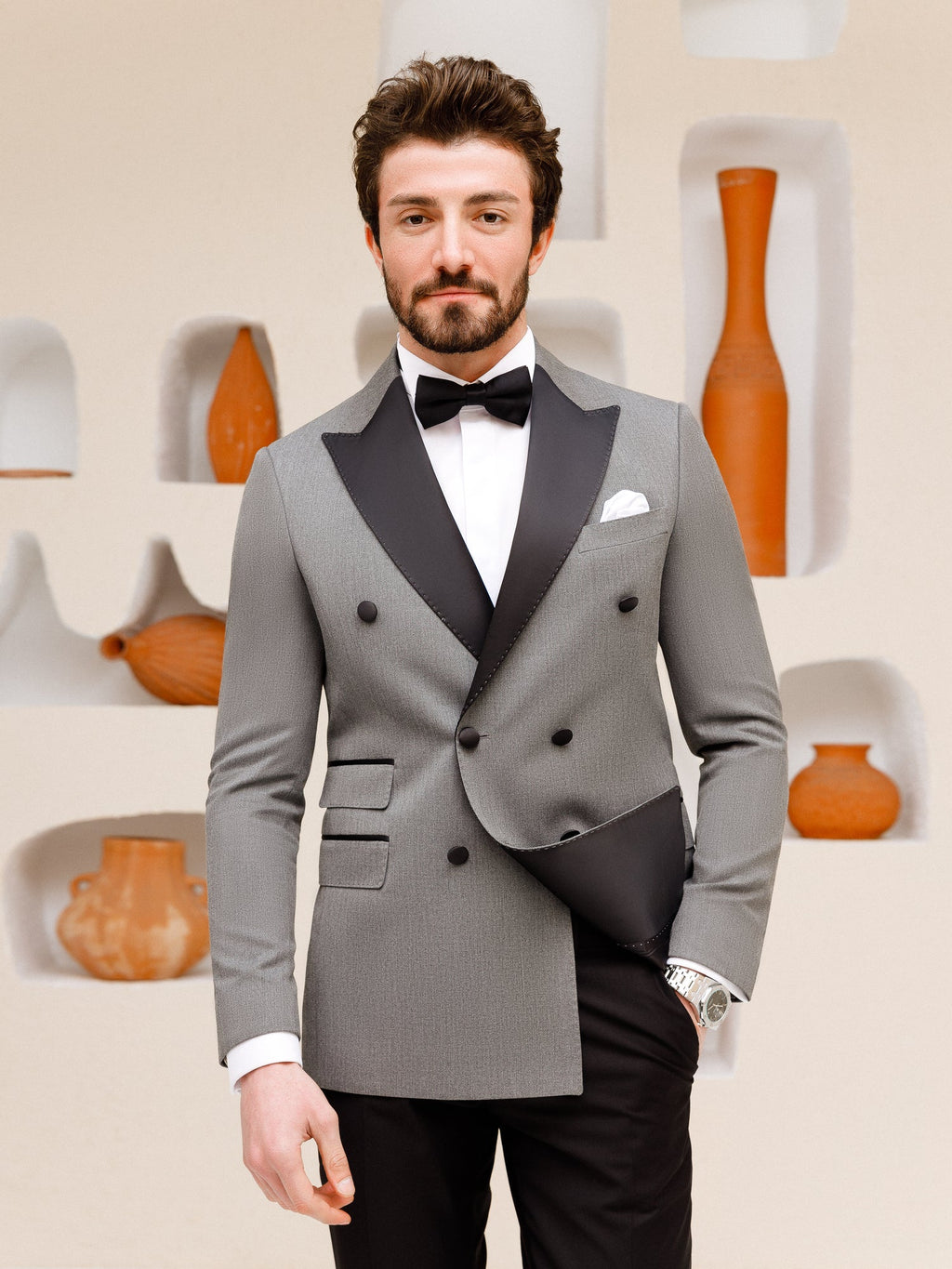 Grey Double Breasted Tuxedo 2-Piece
