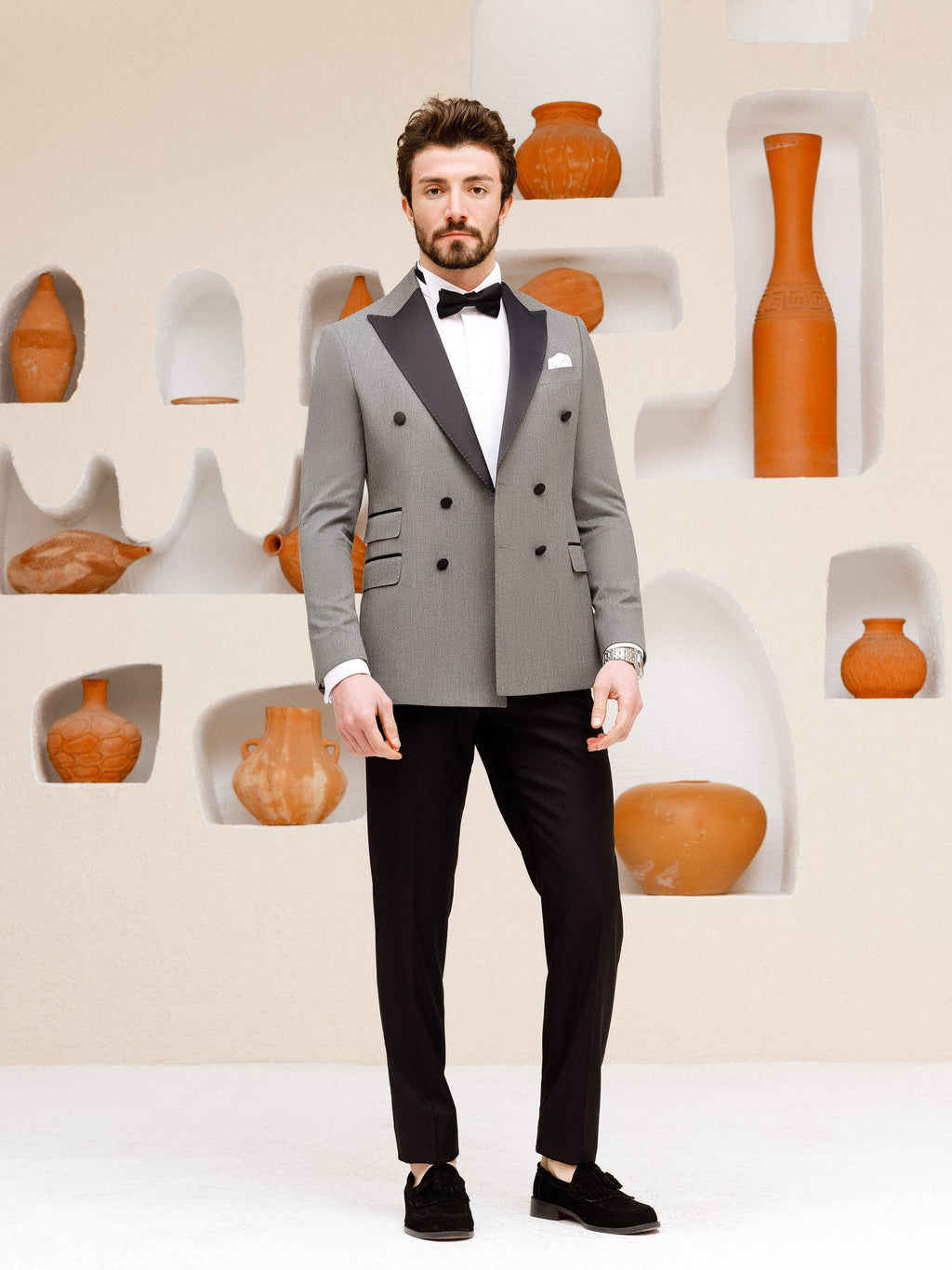 Grey Double Breasted Tuxedo 2-Piece