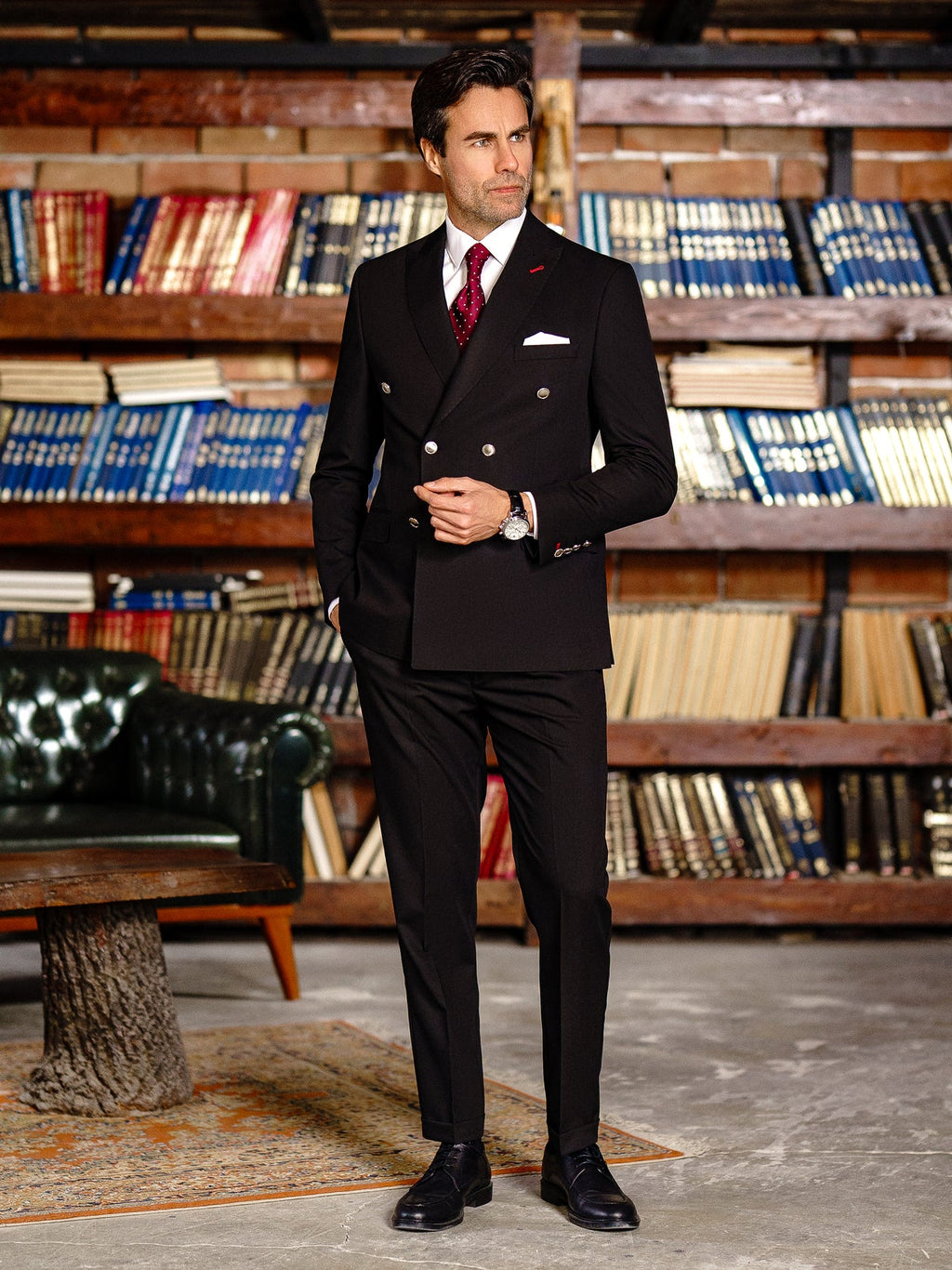 Black Double Breasted Suit 2-Piece