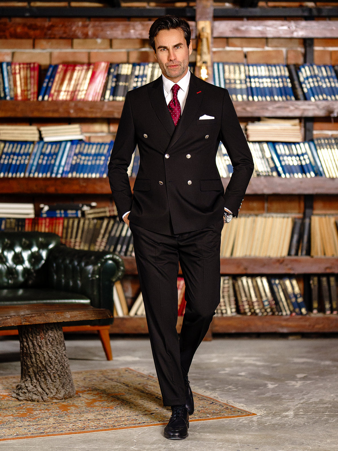 Black Double Breasted Suit 2-Piece