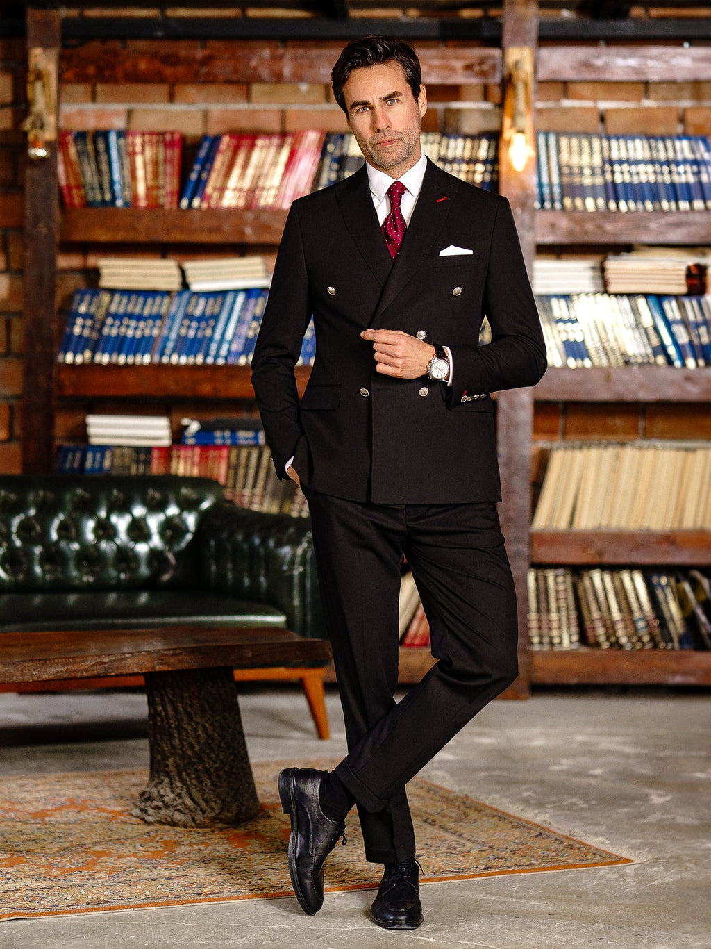 Black Double Breasted Suit 2-Piece