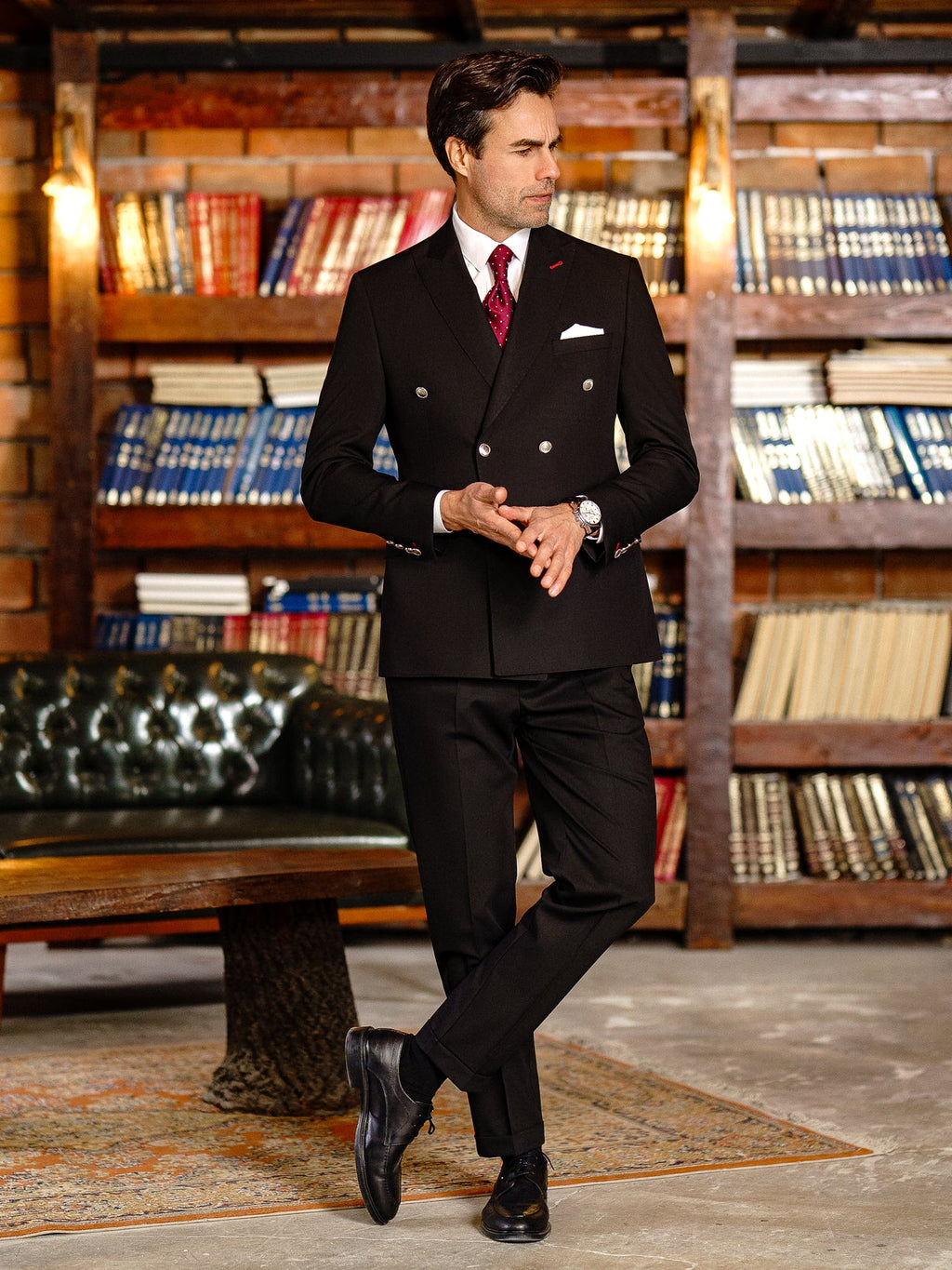 Black Double Breasted Suit 2-Piece