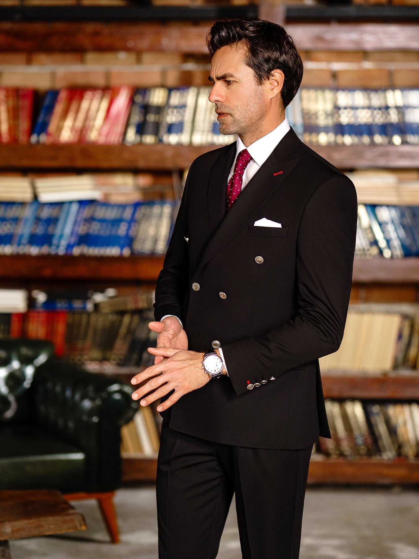 Black Double Breasted Suit 2-Piece