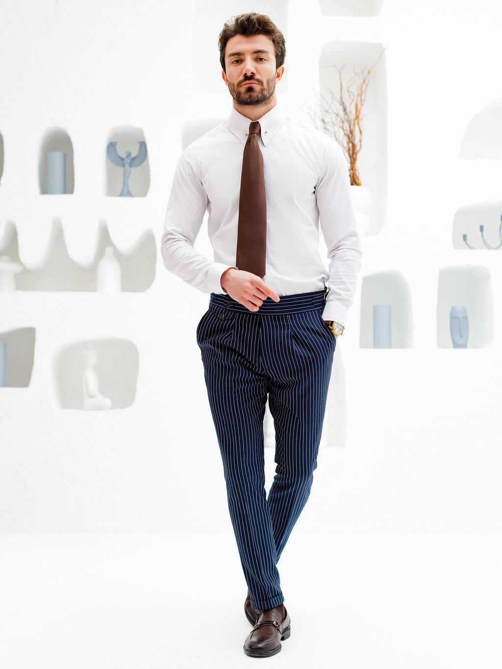 Navy Striped Double Breasted Suit 2-Piece