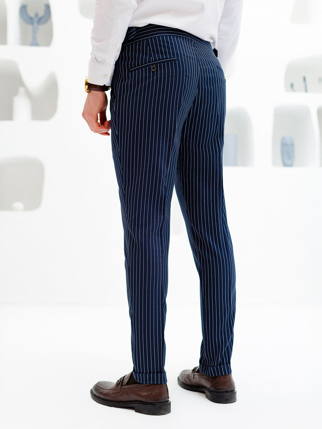 Navy Striped Double Breasted Suit 2-Piece