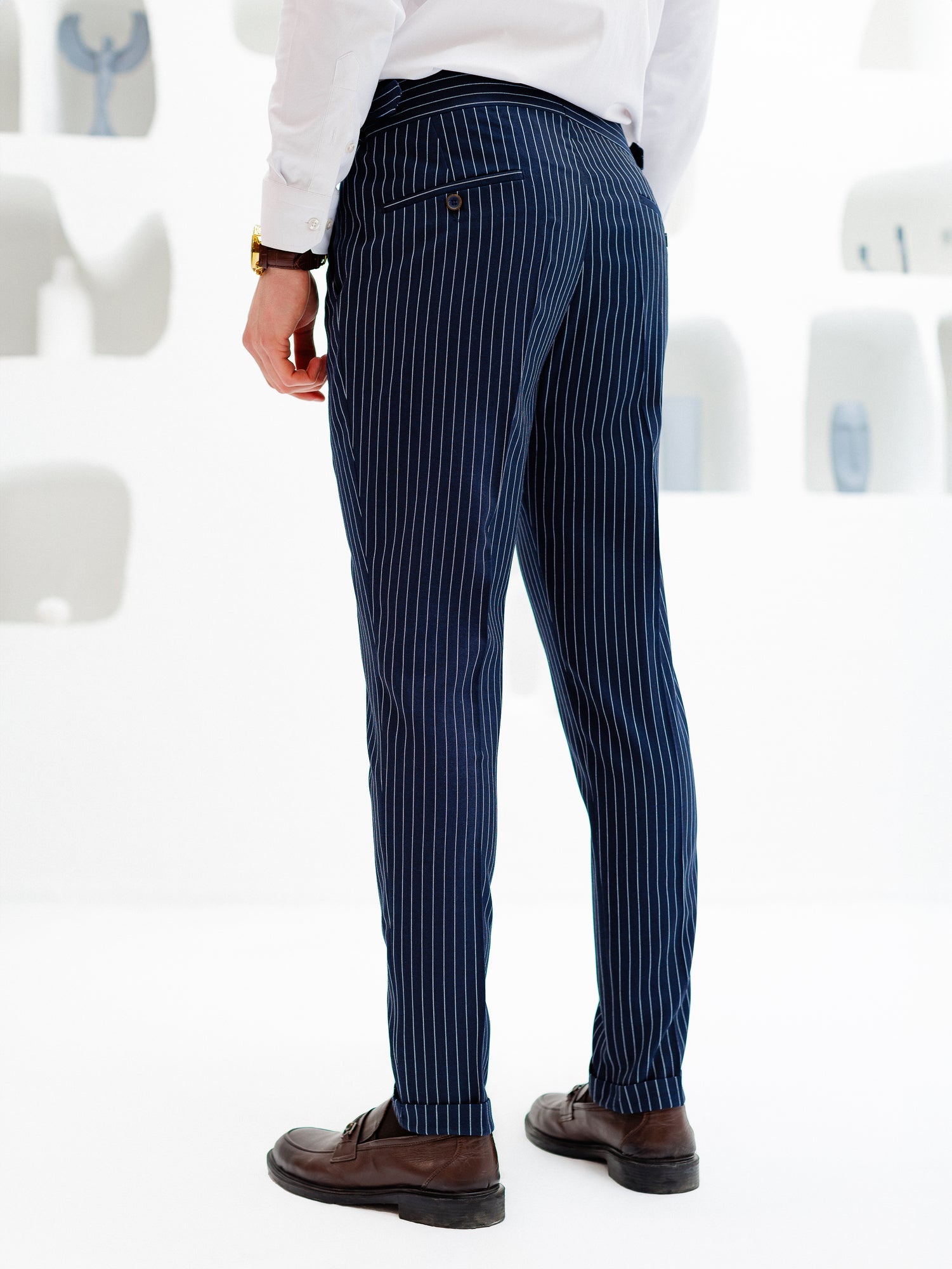 Navy Striped Double Breasted Suit 2-Piece