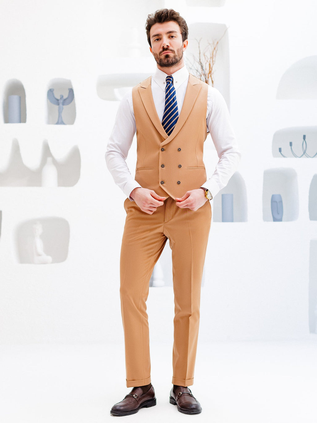 Camel Slim-Fit Suit 3-Piece
