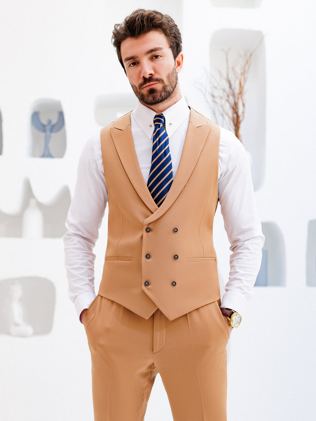 Camel Slim-Fit Suit 3-Piece