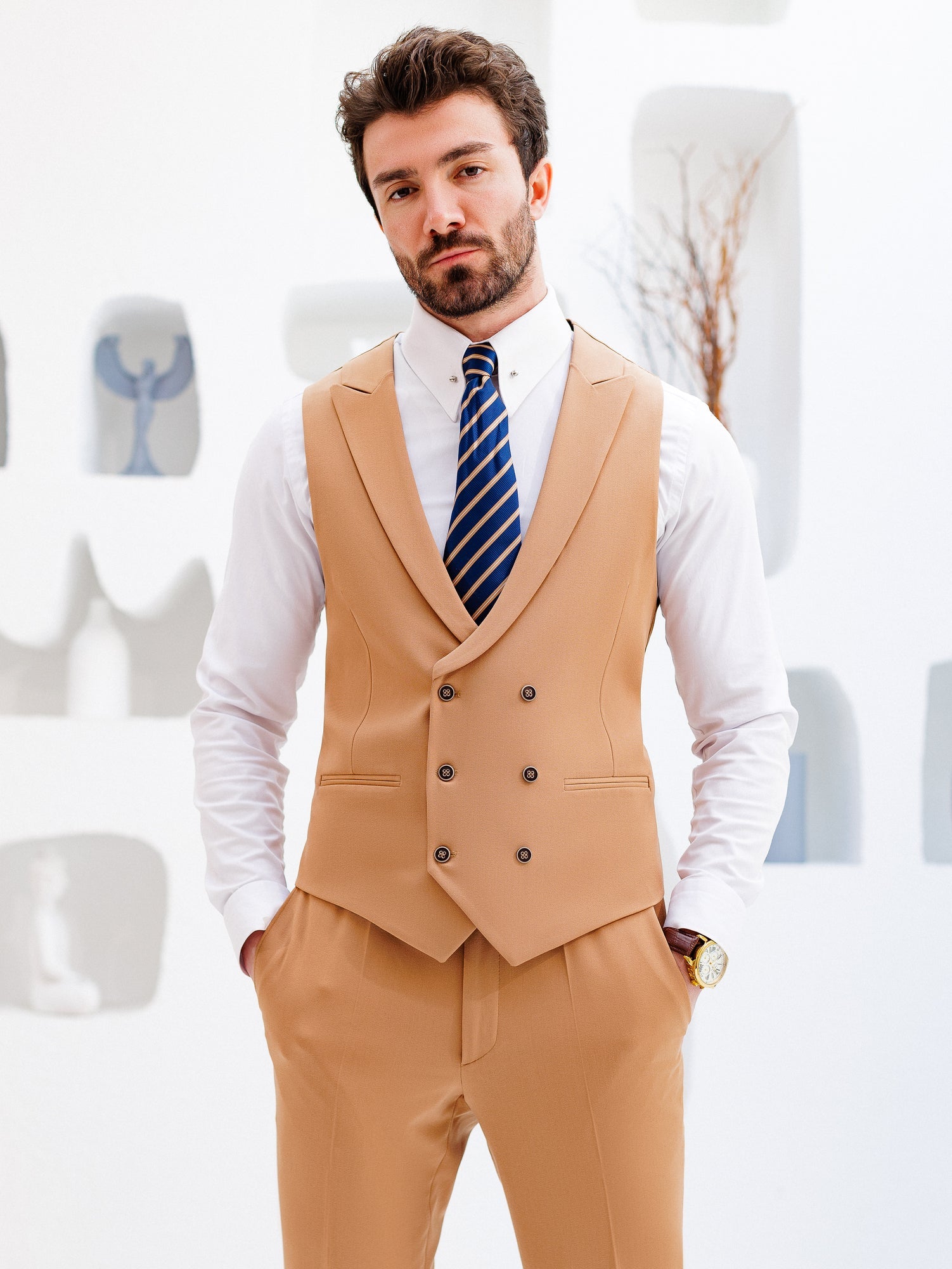 Camel Slim-Fit Suit 3-Piece