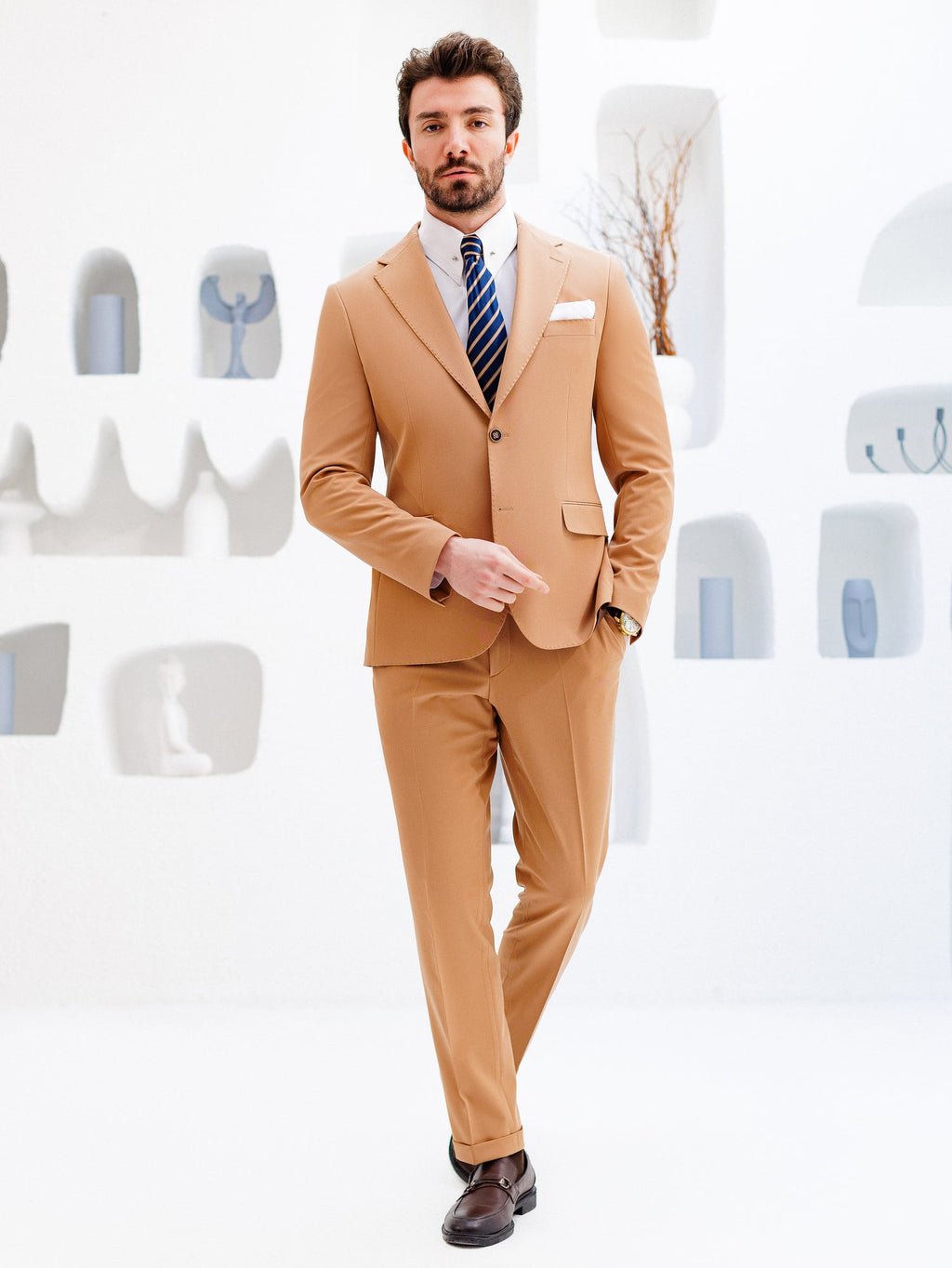 Camel Slim-Fit Suit 3-Piece
