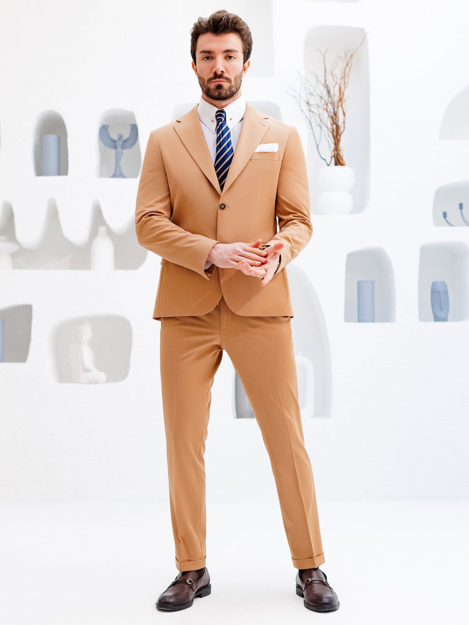 Camel Slim-Fit Suit 3-Piece