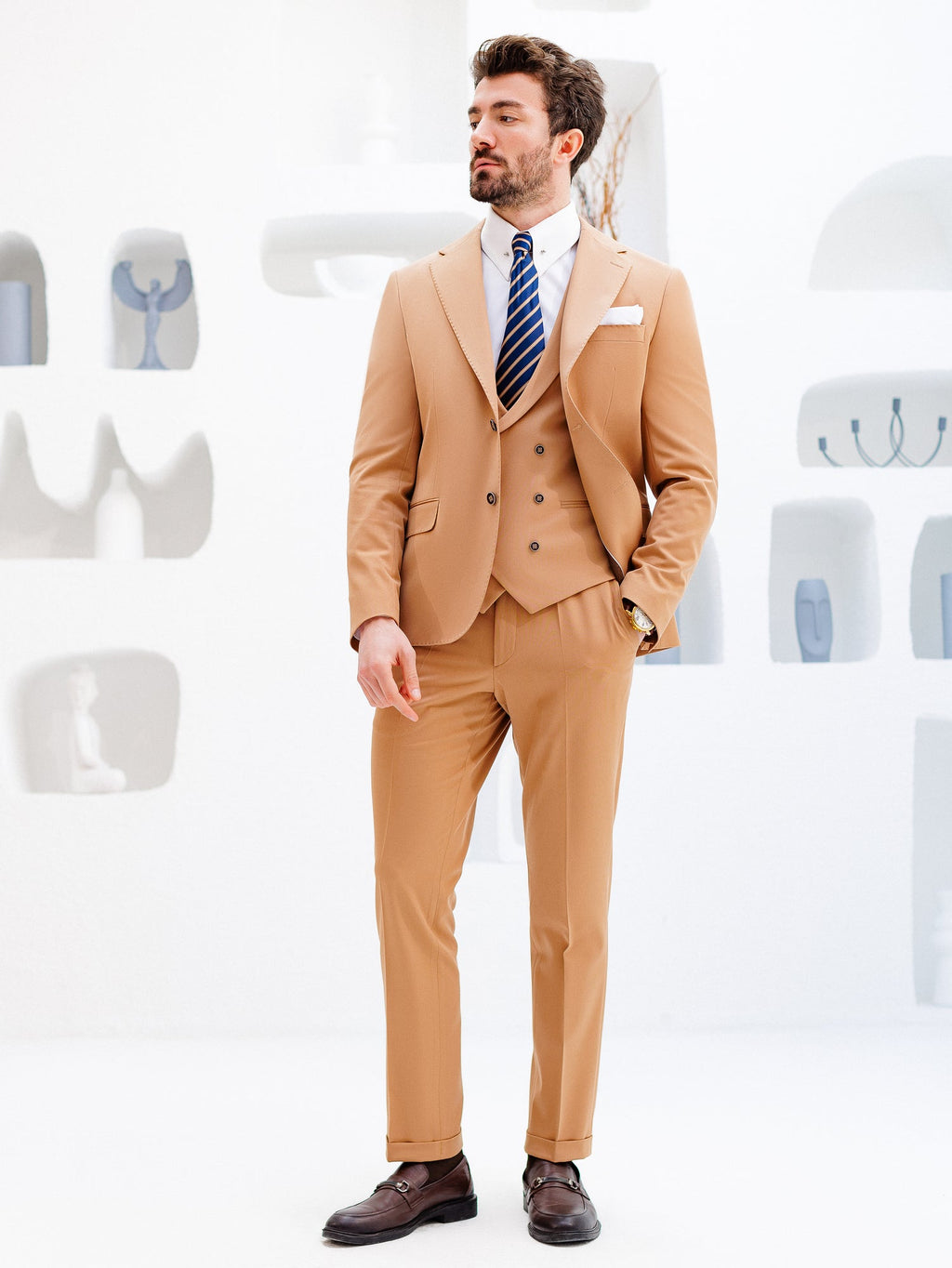 Camel Slim-Fit Suit 3-Piece