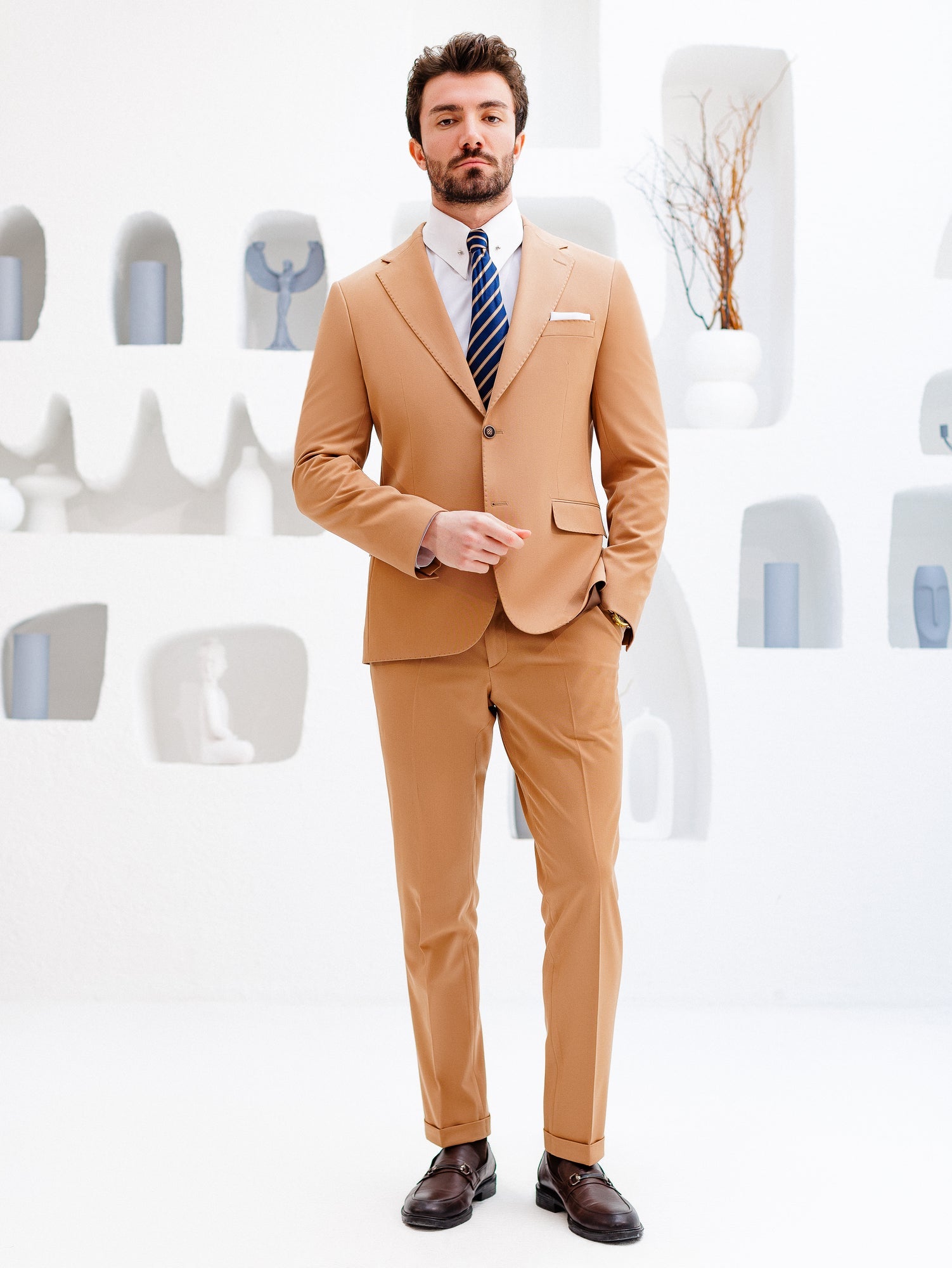 Camel Slim-Fit Suit 3-Piece
