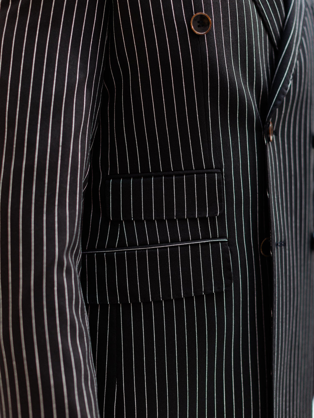 Black Striped Double Breasted Suit 2-Piece