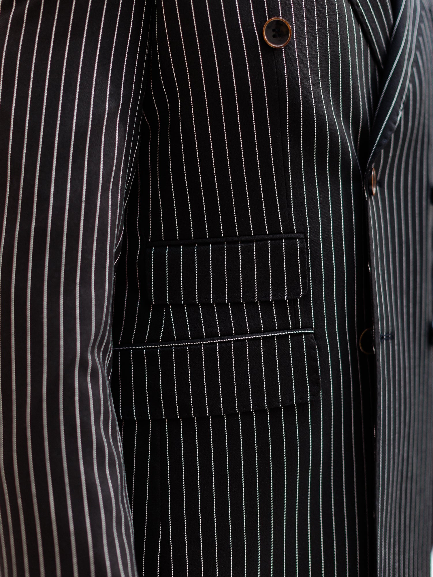 Black Striped Double Breasted Suit 2-Piece