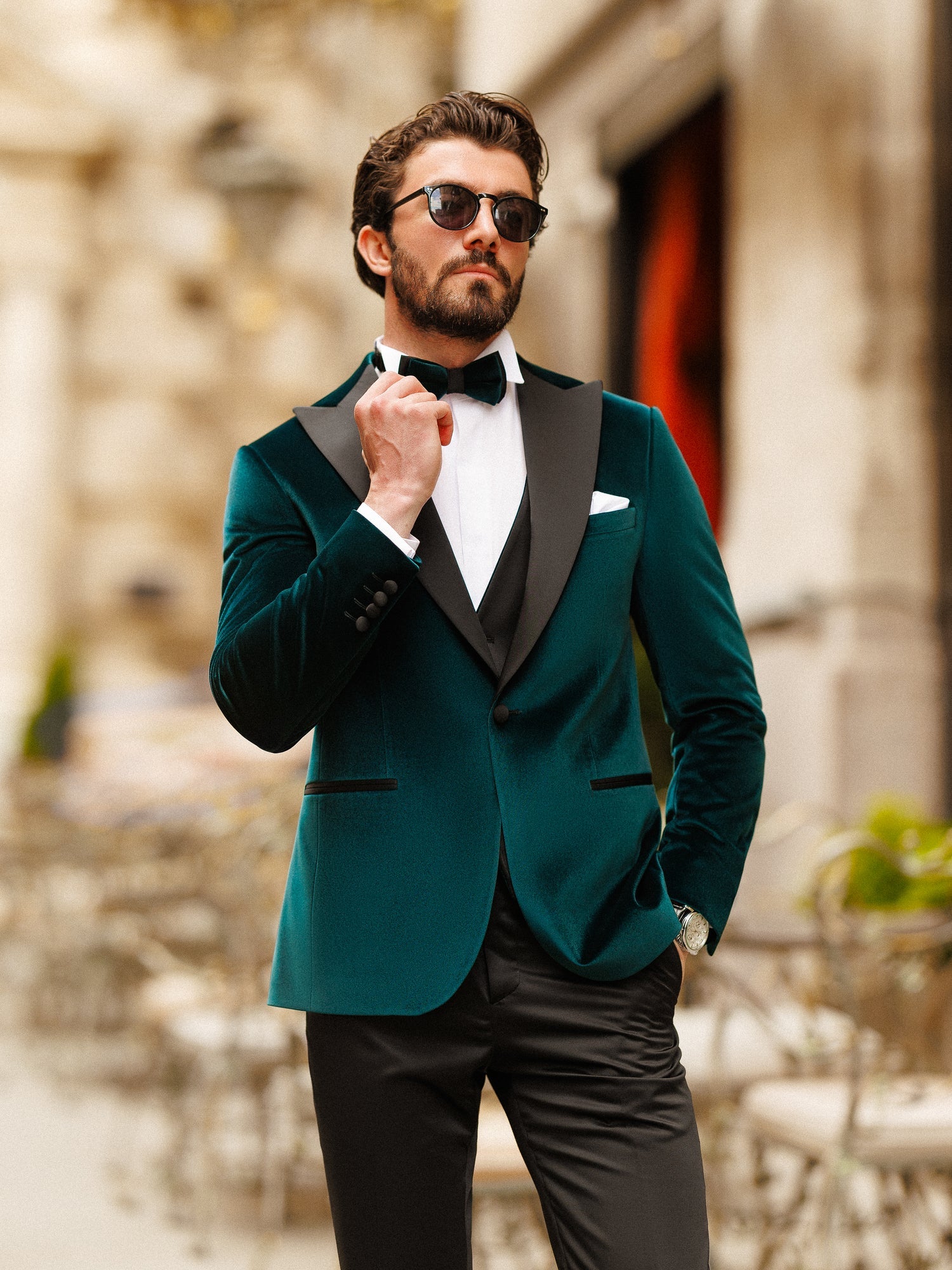 Emerald Velvet Slim-Fit Tuxedo 3-Piece
