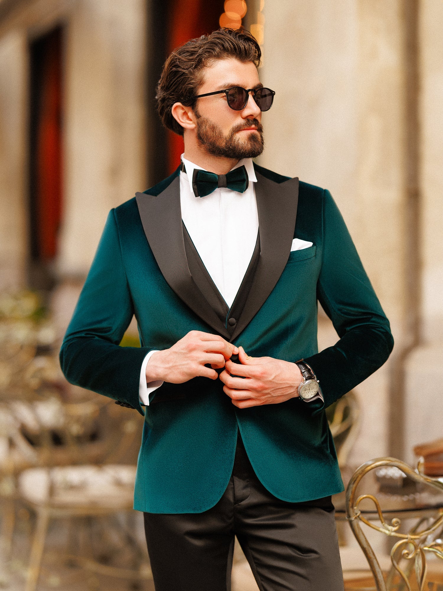 Emerald Velvet Slim-Fit Tuxedo 3-Piece